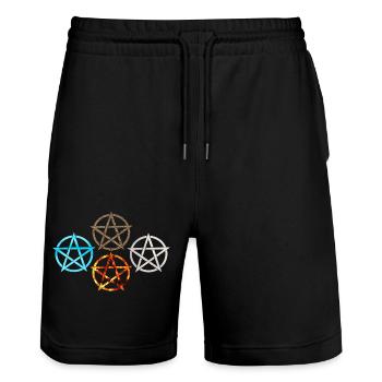 pentagram vier elemente - Stanley/Stella Unisex Bio Joggingshorts Trainer  - Schwarz - Vorne - Nik (191cm) & Marisol (170cm)