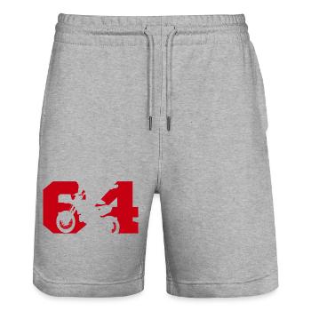 Moto 64 Biker - Stanley/Stella Unisex Bio Joggingshorts Trainer  - Grau meliert - Vorne - Nik (191cm) & Marisol (170cm)