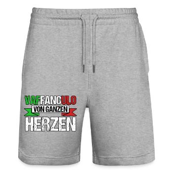 Italien Italiener Vaffanculo - Stanley/Stella Unisex Bio Joggingshorts Trainer  - Grau meliert - Vorne - Nik (191cm) & Marisol (170cm)