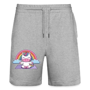 licorne de yoga - Short de jogging bio TRAINER Stanley/Stella unisexe - gris chiné - Devant - Nik (191cm) & Marisol (170cm)