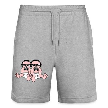 Babys Coole 2 DJ Süße Kleinkinder Team Brüder Crew - Stanley/Stella Unisex Bio Joggingshorts Trainer  - Grau meliert - Vorne - Nik (191cm) & Marisol (170cm)