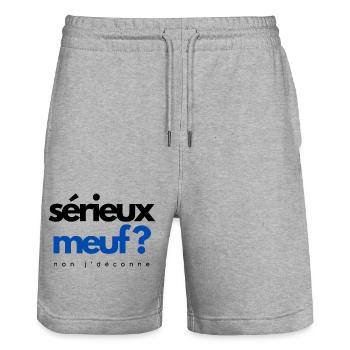 Serious girl? no I'm kidding - Stanley/Stella Trainer Unisex Organic Jogging Shorts - heather grey - Front - Nik (191cm) & Marisol (170cm)