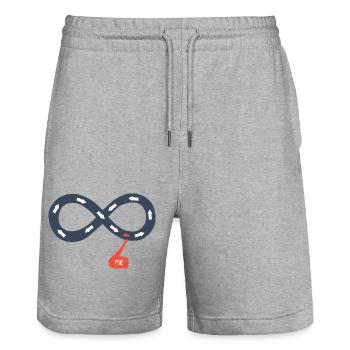 Ich und das Unendliche, gegen den Strom - Stanley/Stella Unisex Bio Joggingshorts Trainer  - Grau meliert - Vorne - Nik (191cm) & Marisol (170cm)