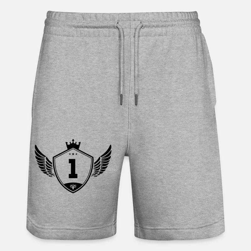 1 wappen krone - Stanley/Stella Unisex Bio Joggingshorts Trainer  - Grau meliert