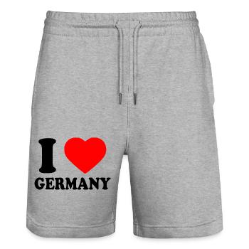 I love germany - Short de jogging bio TRAINER Stanley/Stella unisexe - gris chiné - Devant - Nik (191cm) & Marisol (170cm)