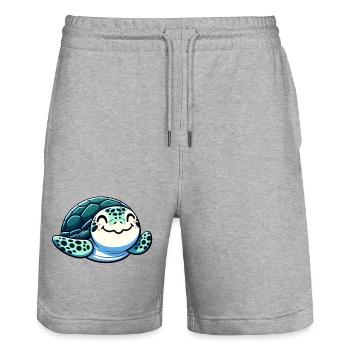 Charmante tortue de mer - Short de jogging bio TRAINER Stanley/Stella unisexe - gris chiné - Devant - Nik (191cm) & Marisol (170cm)