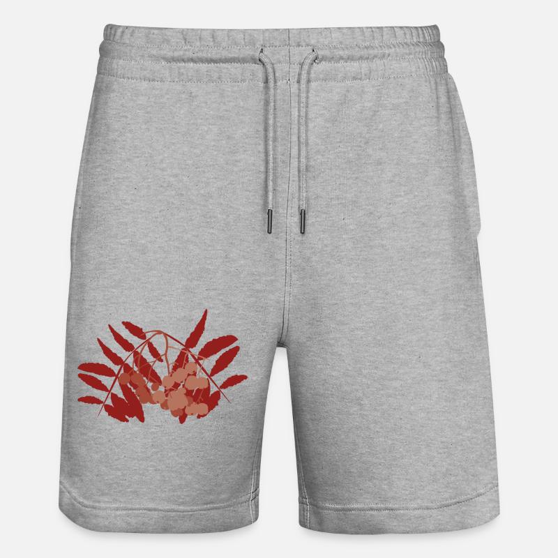 Abstrakte Vogelbeere - Stanley/Stella Unisex Bio Joggingshorts Trainer  - Grau meliert