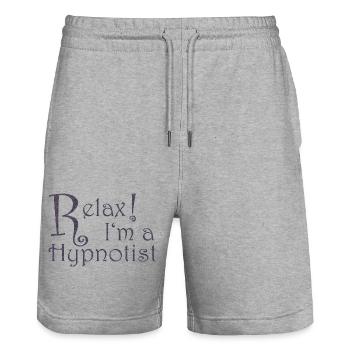 Relax! I'm a Hypnotist - Stanley/Stella Trainer Unisex Organic Jogging Shorts - heather grey - Front - Nik (191cm) & Marisol (170cm)