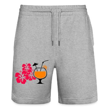 Boisson cocktail à l’hibiscus d’Hawaï - Short de jogging bio TRAINER Stanley/Stella unisexe - gris chiné - Devant - Nik (191cm) & Marisol (170cm)