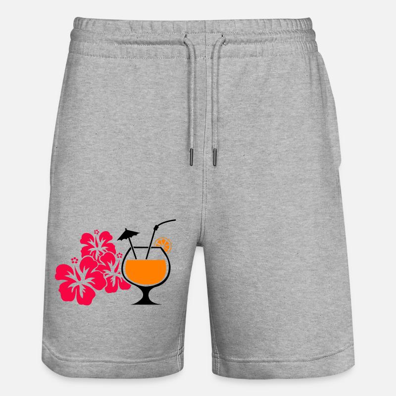 Hawaii Hibiscus Cocktail Drink - Stanley/Stella Trainer Unisex Organic Jogging Shorts - heather grey