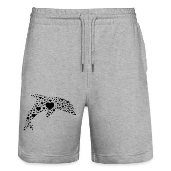 Dolphin Hearts - Stanley/Stella Trainer Unisex Organic Jogging Shorts - heather grey - Front - Nik (191cm) & Marisol (170cm)