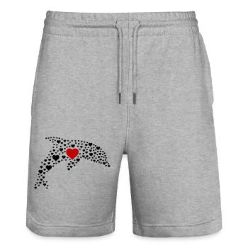 Dolphin Hearts 2 - Stanley/Stella Trainer Unisex Organic Jogging Shorts - heather grey - Front - Nik (191cm) & Marisol (170cm)