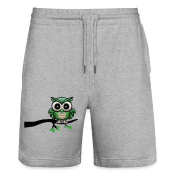 eule owl nachteule - Stanley/Stella Unisex Bio Joggingshorts Trainer  - Grau meliert - Vorne - Nik (191cm) & Marisol (170cm)