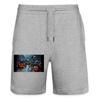 Spiders - Stanley/Stella Trainer Unisex Organic Jogging Shorts - heather grey - Front - Nik (191cm) & Marisol (170cm)