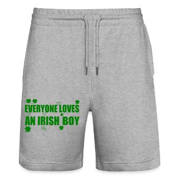 everyone loves an irish boy - Stanley/Stella Trainer Unisex Organic Jogging Shorts - heather grey - Front - Nik (191cm) & Marisol (170cm)