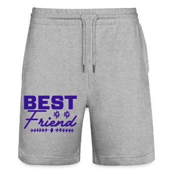 t shirt meilleure amie - Short de jogging bio TRAINER Stanley/Stella unisexe - gris chiné - Devant - Nik (191cm) & Marisol (170cm)