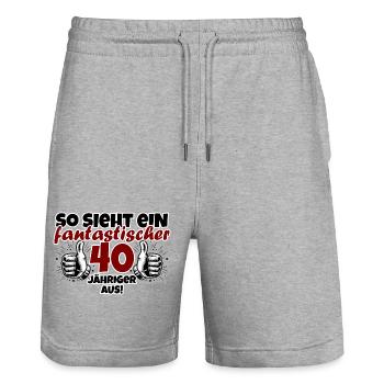 40. Geburtstag Lustiger Spruch fantastisch - Stanley/Stella Unisex Bio Joggingshorts Trainer  - Grau meliert - Vorne - Nik (191cm) & Marisol (170cm)