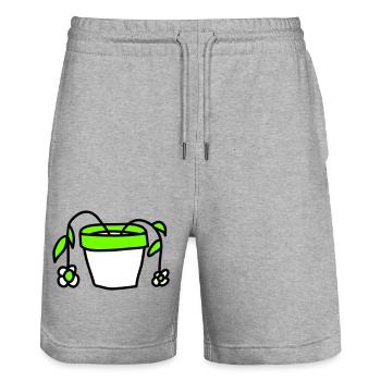 Fleurs Mortes Pot De Fleurs Flatiné - Short de jogging bio TRAINER Stanley/Stella unisexe - gris chiné - Devant - Nik (191cm) & Marisol (170cm)