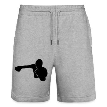 Le boxeur bat le design KnockOut - Short de jogging bio TRAINER Stanley/Stella unisexe - gris chiné - Devant - Nik (191cm) & Marisol (170cm)