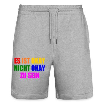 es ist okay nicht okay zu sein - Stanley/Stella Unisex Bio Joggingshorts Trainer  - Grau meliert - Vorne - Nik (191cm) & Marisol (170cm)