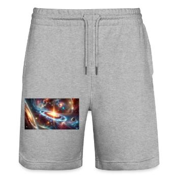 Quasar dans l’Univers - Short de jogging bio TRAINER Stanley/Stella unisexe - gris chiné - Devant - Nik (191cm) & Marisol (170cm)