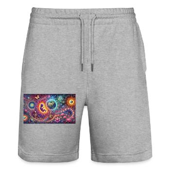 psyverse3000 - Stanley/Stella Trainer Unisex Organic Jogging Shorts - heather grey - Front - Nik (191cm) & Marisol (170cm)