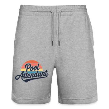 Humor am Pool - Stanley/Stella Unisex Bio Joggingshorts Trainer  - Grau meliert - Vorne - Nik (191cm) & Marisol (170cm)