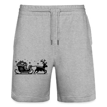 Reindeer Sleigh - Stanley/Stella Trainer Unisex Organic Jogging Shorts - heather grey - Front - Nik (191cm) & Marisol (170cm)