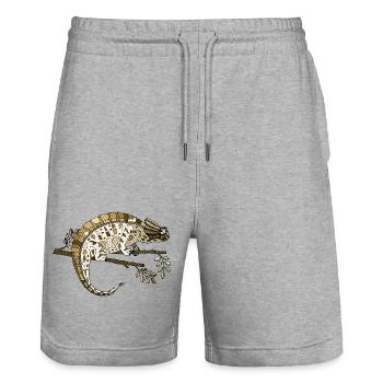 Chameleon - Stanley/Stella Trainer Unisex Organic Jogging Shorts - heather grey - Front - Nik (191cm) & Marisol (170cm)