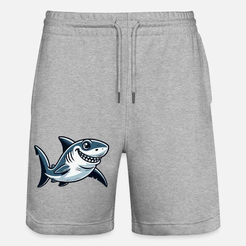 Shark Comic - Stanley/Stella Trainer Unisex Organic Jogging Shorts - heather grey