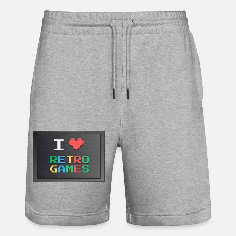 Retrogaming - J'aime le retrogaming - Short de jogging bio TRAINER Stanley/Stella unisexe - gris chiné
