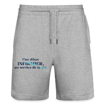 KRANKENSCHWESTER KRANKENSCHWESTER DOKTOR HUMOR DRÖLES B - Stanley/Stella Unisex Bio Joggingshorts Trainer  - Grau meliert - Vorne - Nik (191cm) & Marisol (170cm)