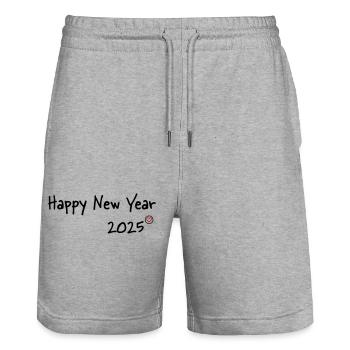 Happy New Year 2025 Heart - Stanley/Stella Unisex Bio Joggingshorts Trainer  - Grau meliert - Vorne - Nik (191cm) & Marisol (170cm)
