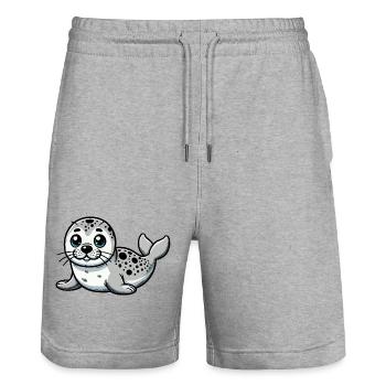 Crabeater Seal Stone Baby - Stanley/Stella Trainer Unisex Organic Jogging Shorts - heather grey - Front - Nik (191cm) & Marisol (170cm)