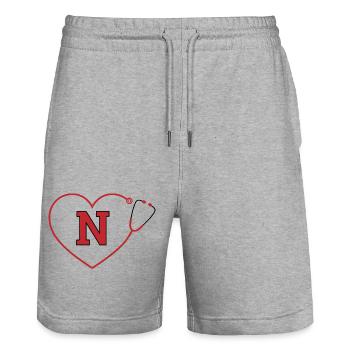 Buchstabe n Stethoskop - Stanley/Stella Unisex Bio Joggingshorts Trainer  - Grau meliert - Vorne - Nik (191cm) & Marisol (170cm)