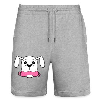 Chien Saucisse Bouche Faim Nourriture Mange Saucisses Sucré - Short de jogging bio TRAINER Stanley/Stella unisexe - gris chiné - Devant - Nik (191cm) & Marisol (170cm)