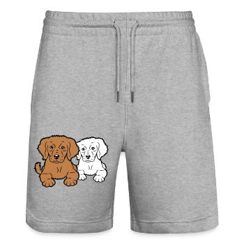 2 dogs team two friends crew happy brothers - Stanley/Stella Trainer Unisex Organic Jogging Shorts - heather grey - Front - Nik (191cm) & Marisol (170cm)