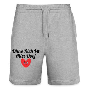 Ohne dich ist alles doof - Stanley/Stella Unisex Bio Joggingshorts Trainer  - Grau meliert - Vorne - Nik (191cm) & Marisol (170cm)