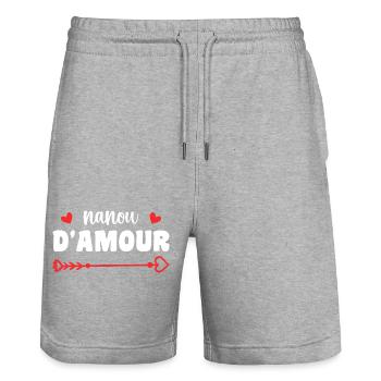 Nanou der Liebe - Stanley/Stella Unisex Bio Joggingshorts Trainer  - Grau meliert - Vorne - Nik (191cm) & Marisol (170cm)