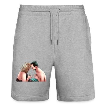 Tantric Couple - Stanley/Stella Unisex Bio Joggingshorts Trainer  - Grau meliert - Vorne - Nik (191cm) & Marisol (170cm)