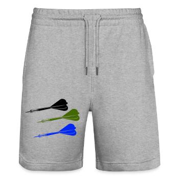 Darts - Stanley/Stella Trainer Unisex Organic Jogging Shorts - heather grey - Front - Nik (191cm) & Marisol (170cm)