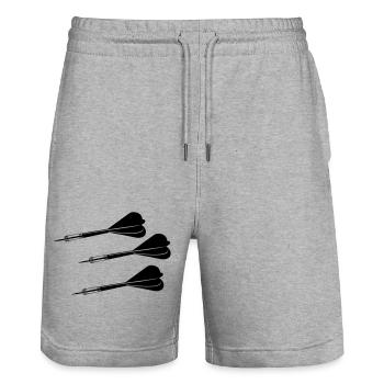 Darts - Stanley/Stella Trainer Unisex Organic Jogging Shorts - heather grey - Front - Nik (191cm) & Marisol (170cm)