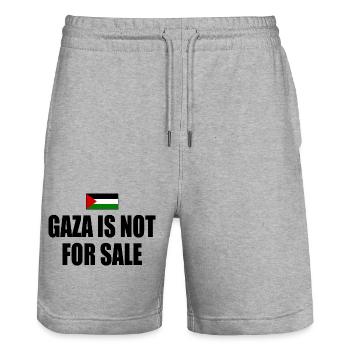 gaza is not for sale - Stanley/Stella Trainer Unisex Organic Jogging Shorts - heather grey - Front - Nik (191cm) & Marisol (170cm)
