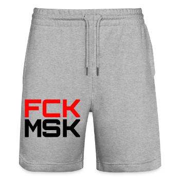 FCK MSK in your DESIRED COLOURS! - Stanley/Stella Trainer Unisex Organic Jogging Shorts - heather grey - Front - Nik (191cm) & Marisol (170cm)