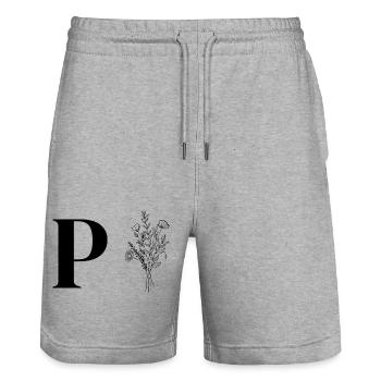 Minimalist flowers - Stanley/Stella Trainer Unisex Organic Jogging Shorts - heather grey - Front - Nik (191cm) & Marisol (170cm)