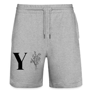 Minimalist Flowers - Stanley/Stella Trainer Unisex Organic Jogging Shorts - heather grey - Front - Nik (191cm) & Marisol (170cm)
