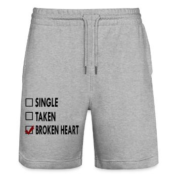 SINGLE noir blanc BROKEN - Short de jogging bio TRAINER Stanley/Stella unisexe - gris chiné - Devant - Nik (191cm) & Marisol (170cm)
