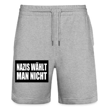 nazis wählt man nicht - Stanley/Stella Unisex Bio Joggingshorts Trainer  - Grau meliert - Vorne - Nik (191cm) & Marisol (170cm)