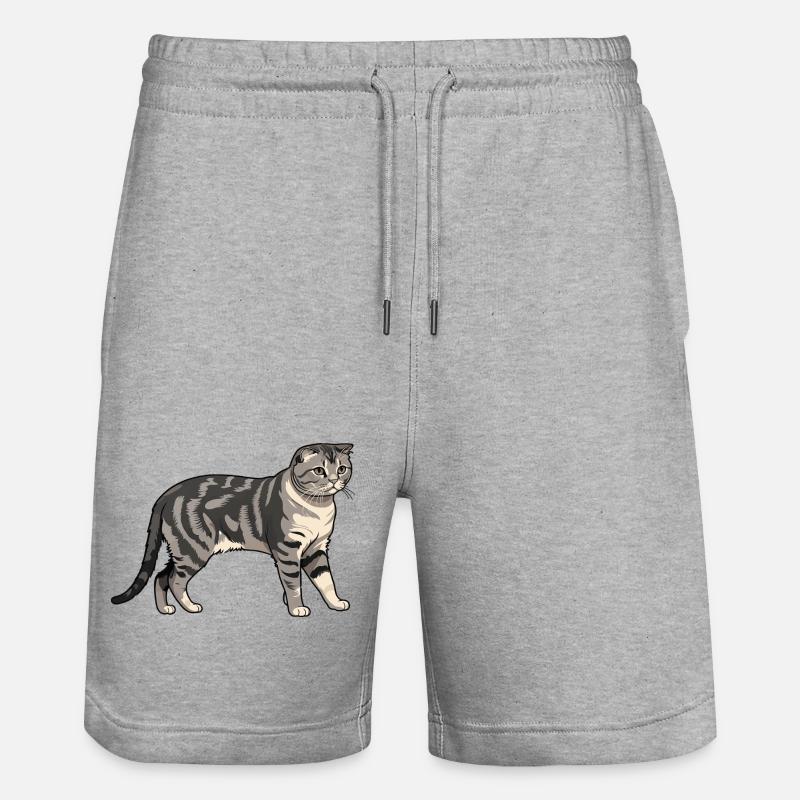 Pliage écossais - Cat Pet Design - Short de jogging bio TRAINER Stanley/Stella unisexe - gris chiné