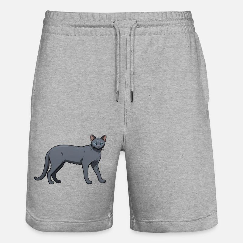 Bleu Russe - Chat mignon Sticker - Short de jogging bio TRAINER Stanley/Stella unisexe - gris chiné